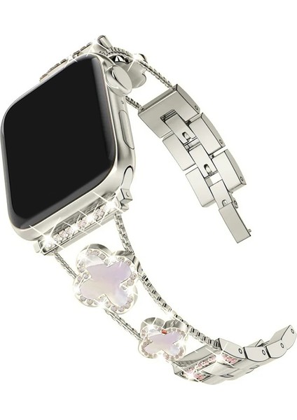 Apple Watch 11 10 9 8 7 6 Ultra Se Uyumlu 42 44 45 46 49MM Lüks Taşlı Çiçekli Metal Kordon – Şık Zarif Kadın Saat Kayışı modelleri