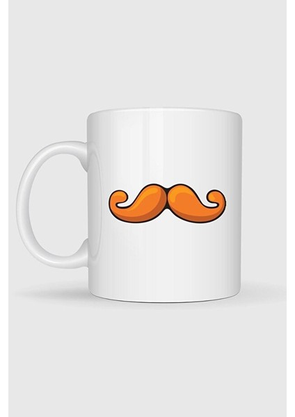 Turuncu Bıyık Sanat Tasarımlı Kupa Bardak fiyatları