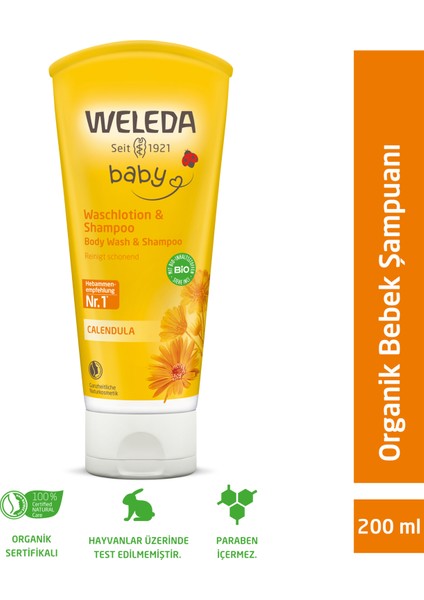 Calendula Organik Saç ve Vücut Şampuanı 200ml
