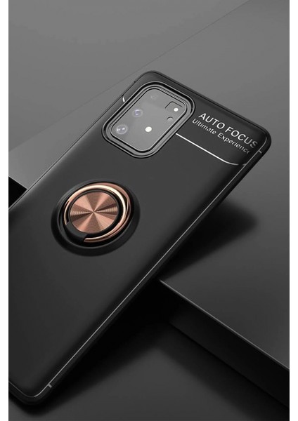 Samsung Galaxy A91 / S10 Lite Kılıf Range Yüzüklü Silikon - Siyah-Gold fiyatları