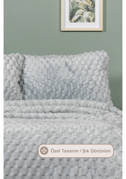 Polen Battaniye Seti Çift Kişilik Wellsoft 3 Parça (230X250 Cm) Gri modelleri