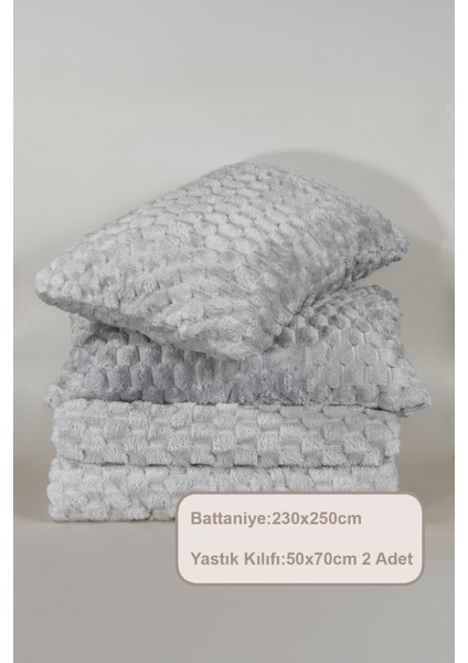 Polen Battaniye Seti Çift Kişilik Wellsoft 3 Parça (230X250 Cm) Gri indirimleri
