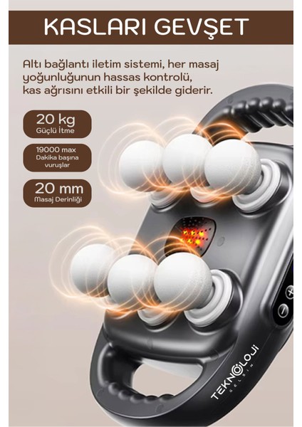 Masaj Tabancası 6 Başlı 9 Kademe 9 Modlu 9600 Adet/dakika Yüksek Frekanslı Titreşimli Masaj Aleti
