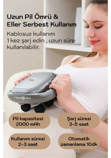 Masaj Tabancası 6 Başlı 9 Kademe 9 Modlu 9600 Adet/dakika Yüksek Frekanslı Titreşimli Masaj Aleti