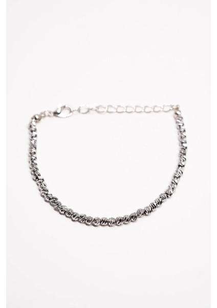 Dorika Gümüş Renkli Ince Boncuklu Ayarlanabilir Zincir Bileklik modelleri