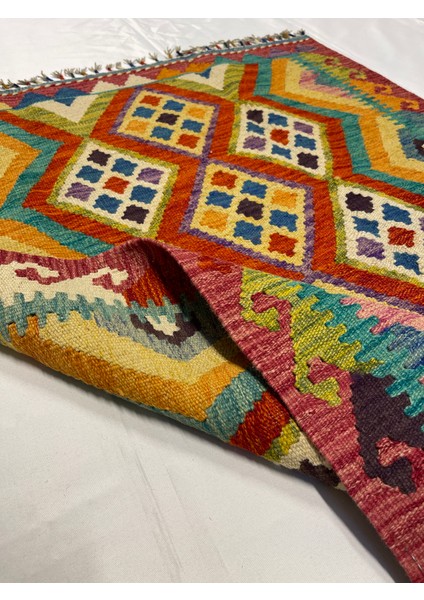 El Dokuma Afgan Yün Kilim Kök Boya