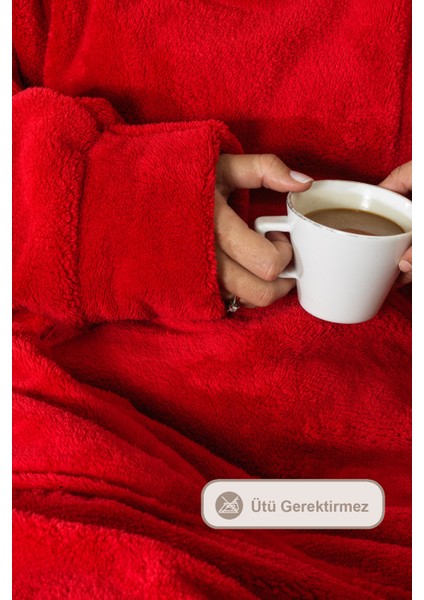 Enjoy Tv Battaniyesi Wellsoft Kapüşonlu Giyilebilir Unisex Over Size (80X110 Cm) Kırmızı fırsatları
