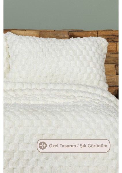 Polen Battaniye Seti Çift Kişilik Wellsoft 3 Parça (230X250 Cm) Ekru modelleri