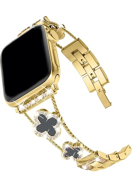 Apple Watch 11 10 9 8 7 6 Ultra Se Uyumlu 42 44 45 46 49MM Lüks Taşlı Çiçekli Metal Kordon – Şık Zarif Kadın Saat Kayışı modelleri