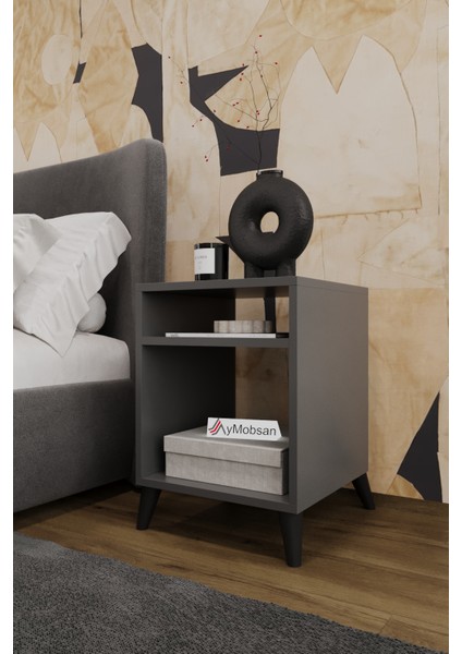 Simina Açık Raflı Komodin Yatak Yanı Sehpa Antrasit fiyatları