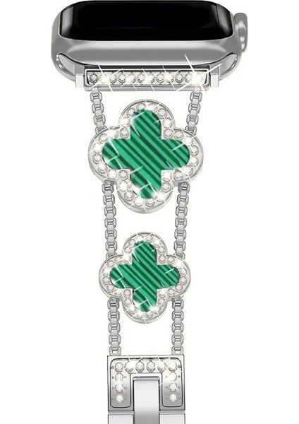 Apple Watch 11 10 42MM 9 8 7 6 Se Uyumlu 38 40 41MM Lüks Taşlı Çiçekli Metal Kordon – Şık Zarif Kadın Saat Kayışı fırsatları