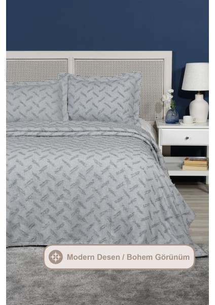 Liya Yatak Örtüsü Takımı Çift Kişilik Pamuklu Iskandinav Püsküllü 3 Parça (230X250 Cm) Gri fiyatları