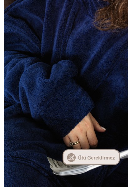 Enjoy Tv Battaniyesi Wellsoft Kapüşonlu Giyilebilir Unisex Over Size (80X110 Cm) Lacivert fırsatları