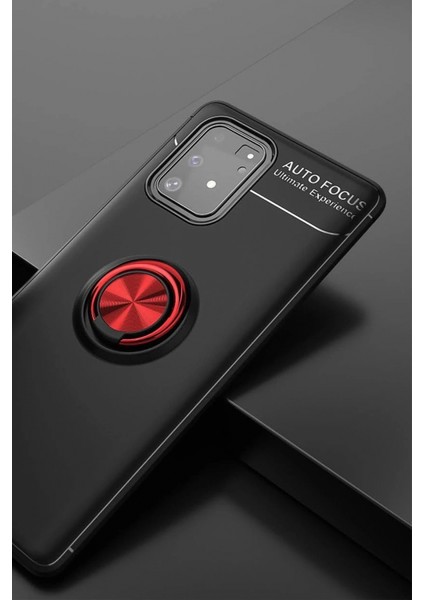 Samsung Galaxy A91 / S10 Lite Kılıf Range Yüzüklü Silikon - Siyah-Kırmızı fiyatları
