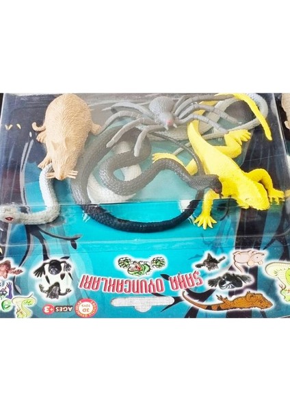 Vakumlu Kartelada 5'li Yılan Fare Örümcek Kobra Bukalemun Kertenkele Şaka Oyuncakları modelleri