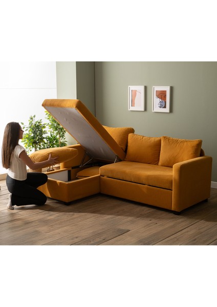 Kado Yataklı Köşe Koltuk Takımı - Bohem Hardal fiyatları