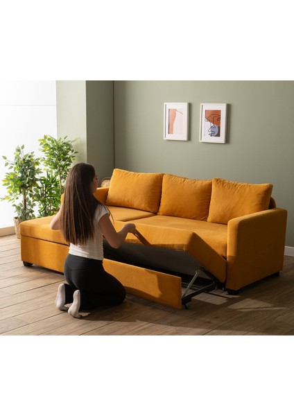 Kado Yataklı Köşe Koltuk Takımı - Bohem Hardal modelleri