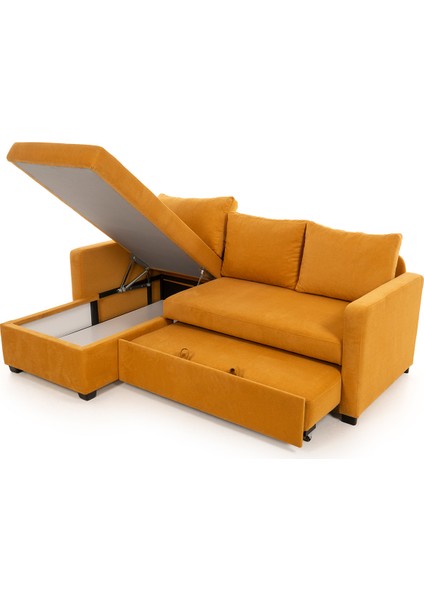 Kado Yataklı Köşe Koltuk Takımı - Bohem Hardal