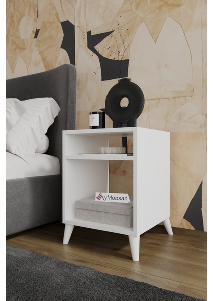 Simina Açık Raflı Komodin Yatak Yanı Sehpa Beyaz