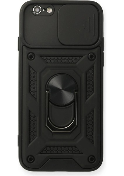 iPhone 6 Kılıf Pars Lens Yüzüklü Silikon - Siyah