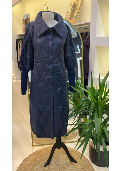 Kollari Triko Şişme Mont Laçivert 6378