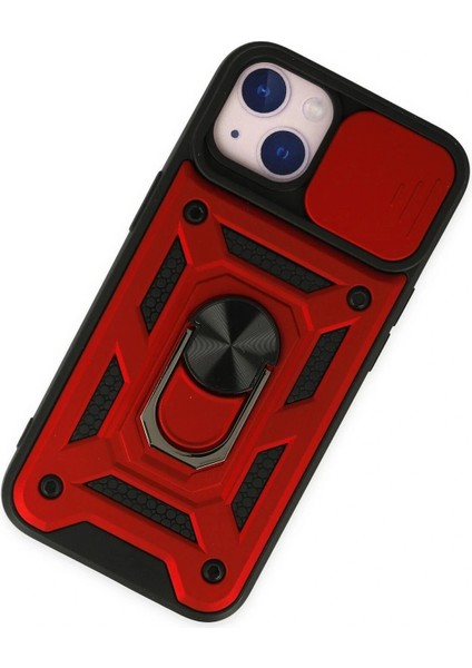 iPhone 14 Kılıf Pars Lens Yüzüklü Silikon - Kırmızı modelleri