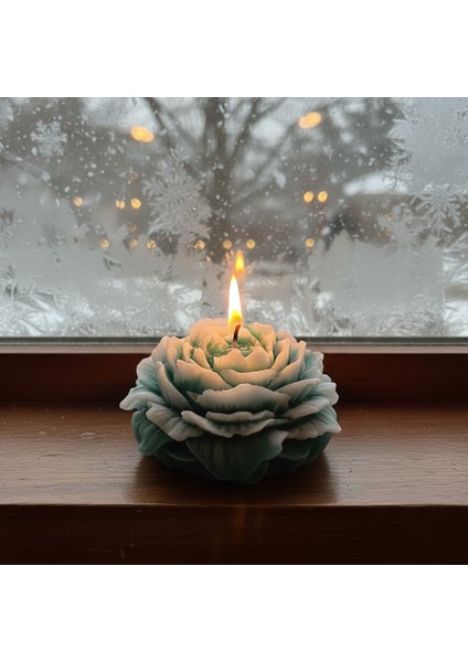 Yılbaşı Temalı Yeşil-Beyaz Kokulu Şakayık Mum