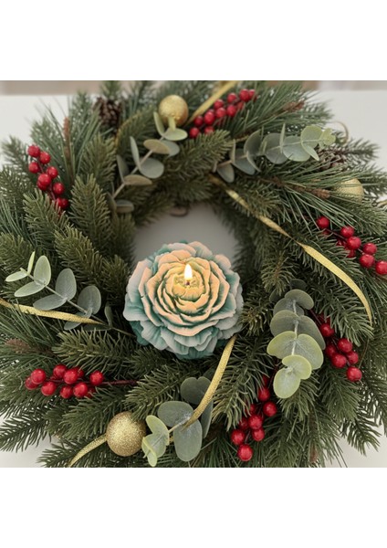 Yılbaşı Temalı Yeşil-Beyaz Kokulu Şakayık Mum fiyatları