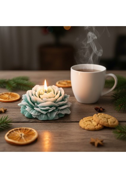 Yılbaşı Temalı Yeşil-Beyaz Kokulu Şakayık Mum modelleri