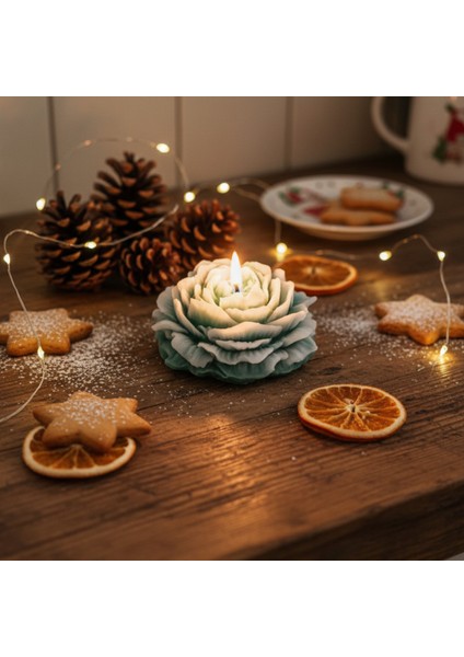 Yılbaşı Temalı Yeşil-Beyaz Kokulu Şakayık Mum fırsatları