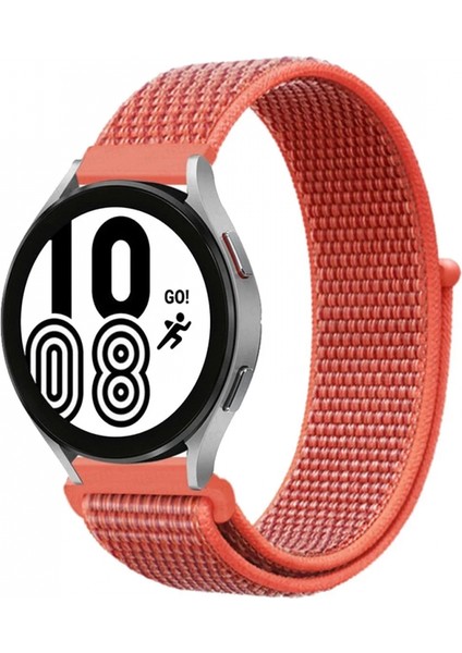 Samsung Galaxy Watch 4 Hasırlı Cırtcırtlı Kordon - Turuncu
