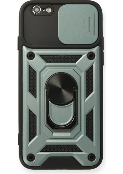 iPhone 6 Kılıf Pars Lens Yüzüklü Silikon - Yeşil