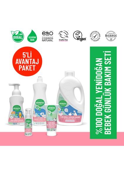 %100 Doğal Yenidoğan Bebek Çocuk Günlük Bakım Seti