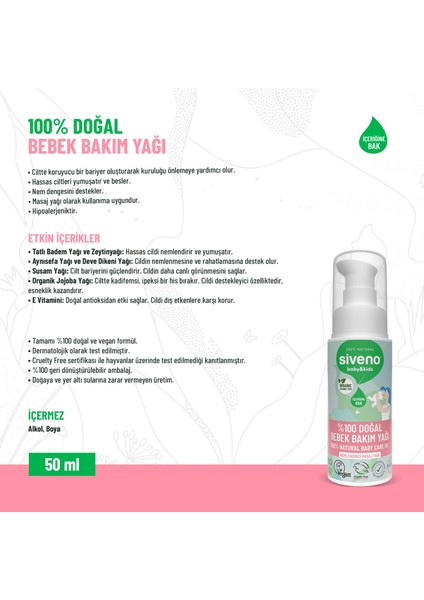 %100 Doğal Yenidoğan Bebek Çocuk Günlük Bakım Seti