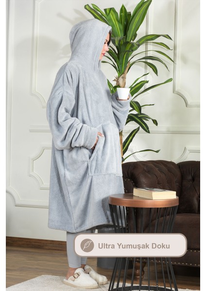 Enjoy Tv Battaniyesi Wellsoft Kapüşonlu Giyilebilir Unisex Over Size (80X110 Cm) Gri fiyatları