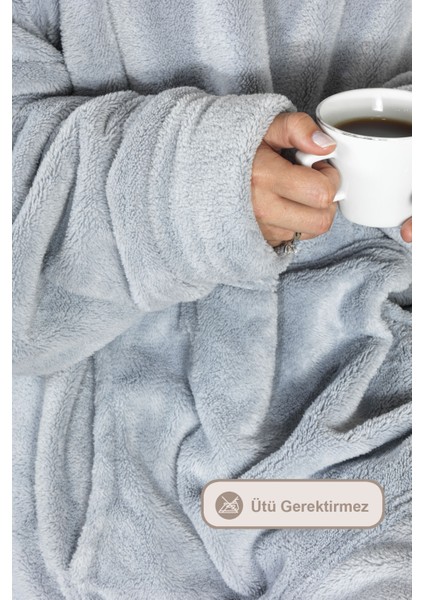 Enjoy Tv Battaniyesi Wellsoft Kapüşonlu Giyilebilir Unisex Over Size (80X110 Cm) Gri fırsatları