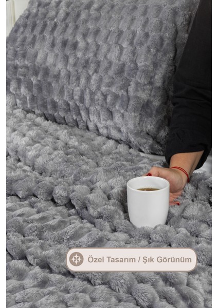 Polen Battaniye Seti Çift Kişilik Wellsoft 3 Parça (230X250 Cm) Antrasit modelleri