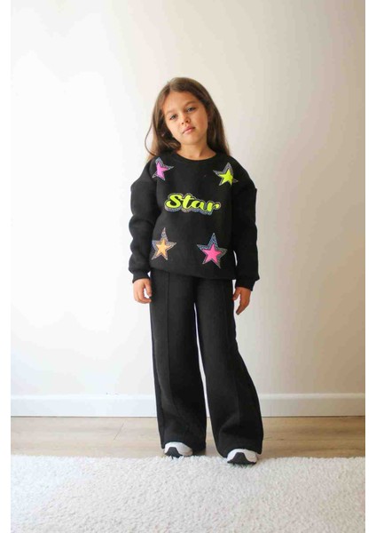 Afacan Çocuk Giyimden Jelibom Marka 3 Iplik Kız Çocuk Alt Üst Takım