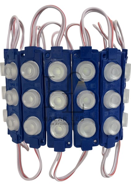 12 Volt 3’lü Lensli 3 Watt 3030 Reklamcı Modül LED Turkuaz (10 Adet)