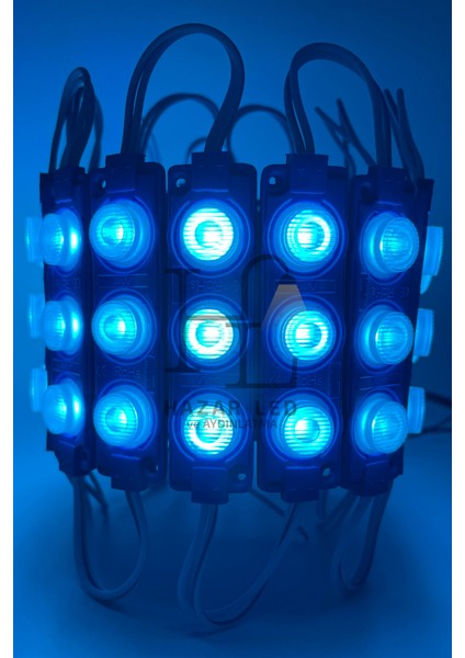 12 Volt 3’lü Lensli 3 Watt 3030 Reklamcı Modül LED Turkuaz (10 Adet) fırsatları