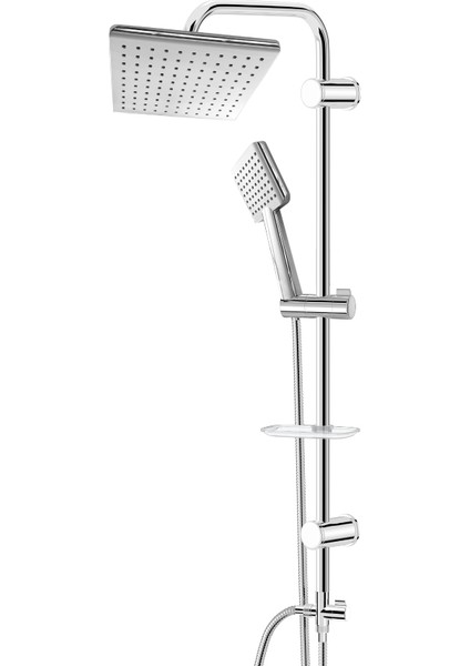 | Dushlux Paslanmaz, Krom, Kare Tasarım, Yağmurlama Tepe Duşlu Set fiyatları