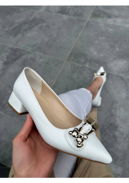 Jies Beyaz Topuklu Ayakkabı