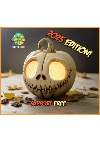 Jack Skellington Balkabağı 2025 Baskısı - Cadılar Bayramı Fener Dekoru - Hayır 3D Baskıyı Destekler Stl/3mf