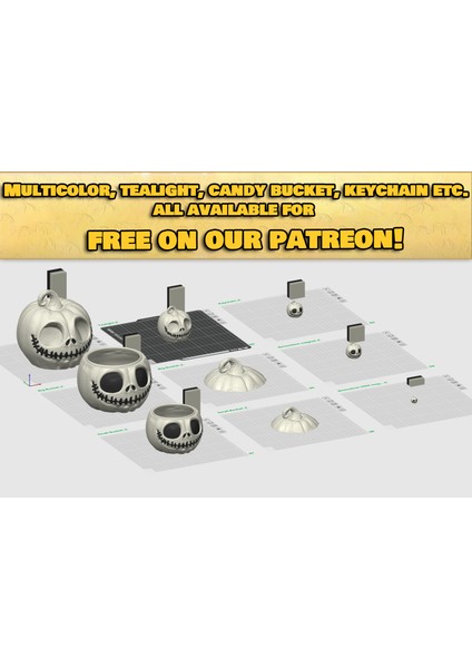 Jack Skellington Balkabağı 2025 Baskısı - Cadılar Bayramı Fener Dekoru - Hayır 3D Baskıyı Destekler Stl/3mf fiyatları
