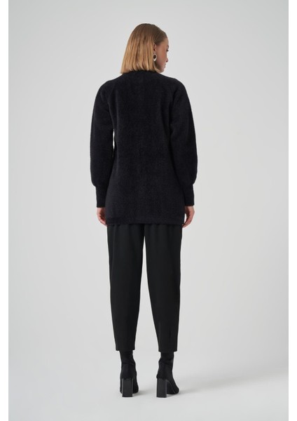 7008 Cep Detaylı Angora Hırka Siyah fiyatları