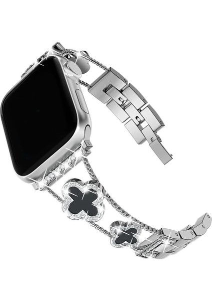 Apple Watch 11 10 9 8 7 6 Ultra Se Uyumlu 42 44 45 46 49MM Lüks Taşlı Çiçekli Metal Kordon – Şık Zarif Kadın Saat Kayışı modelleri