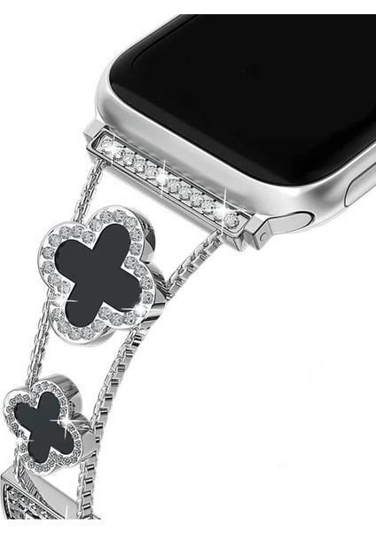 Apple Watch 11 10 9 8 7 6 Ultra Se Uyumlu 42 44 45 46 49MM Lüks Taşlı Çiçekli Metal Kordon – Şık Zarif Kadın Saat Kayışı indirimleri