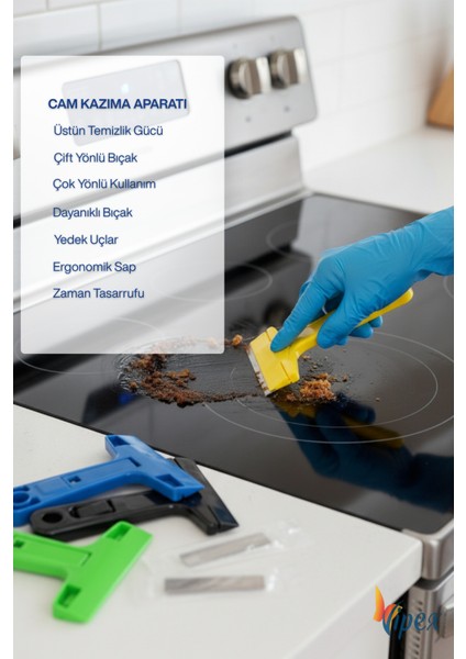 Cam Kazıma Aparatı Seti (Sap ve Jilet)