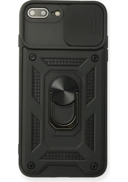 iPhone 7 Plus Kılıf Pars Lens Yüzüklü Silikon - Siyah