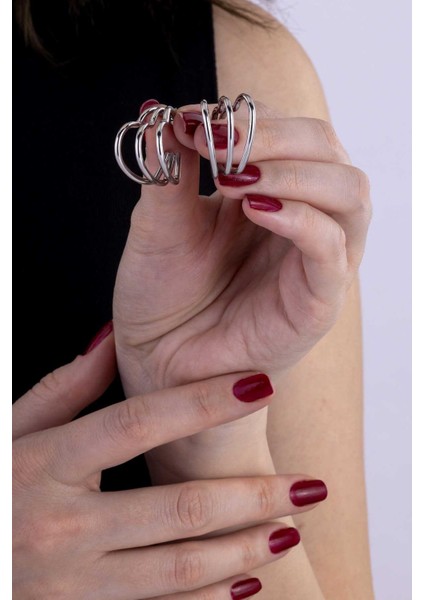 Üçlü Kalp Beyaz Altın Kaplama Çelik Kadın Küpe fiyatları